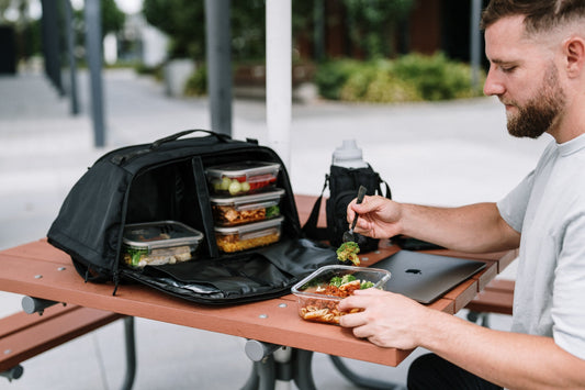high protein meal prep prepared in glass containers